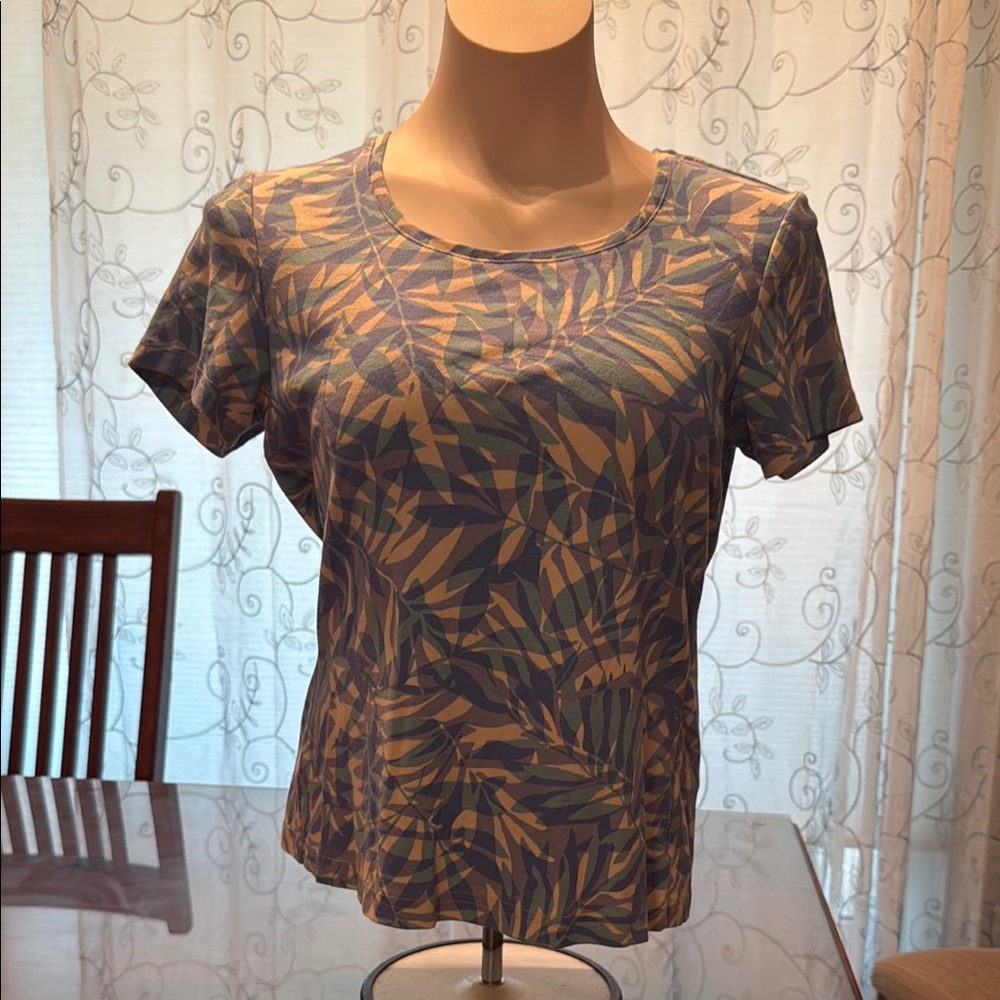 Gloria Vanderbilt blue and cream Fitted Tee